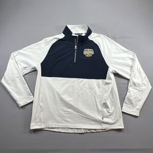 Cutter & Buck Jacket Mens L White Blue National Champions Logo Stretch 1/4 Zip